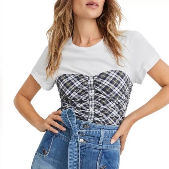 Veronica Beard Rainier Plaid Bustier Top - Picture 9 of 9